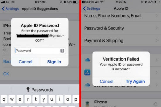 fail to verify apple ID 