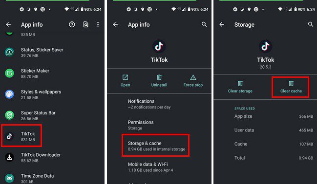 Clear tiktok cache app settings