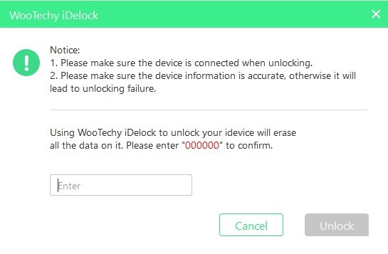 Confirm to unlock iDelock