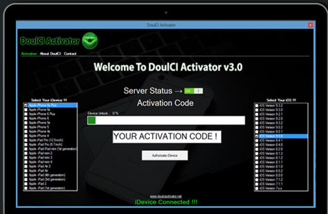 put activator codes in the tool