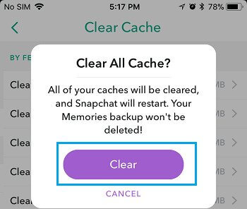 Confirm cache clearing