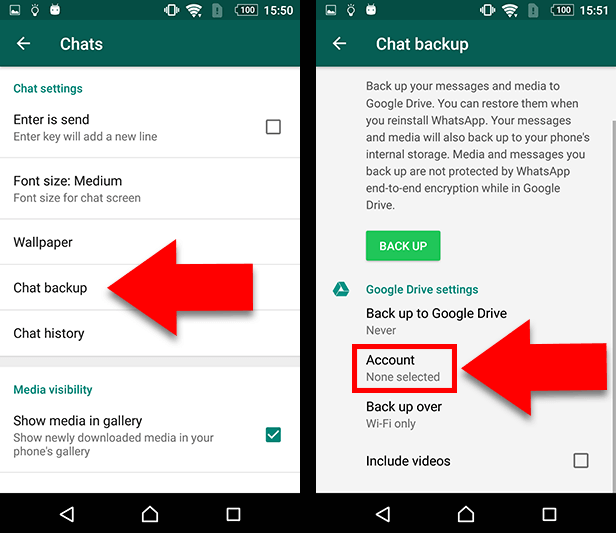 revoke WhatsApp access to Google Drive