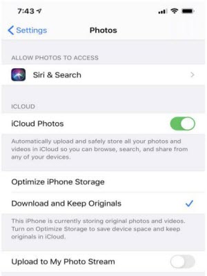 Turn on iCloud Photos on Your device