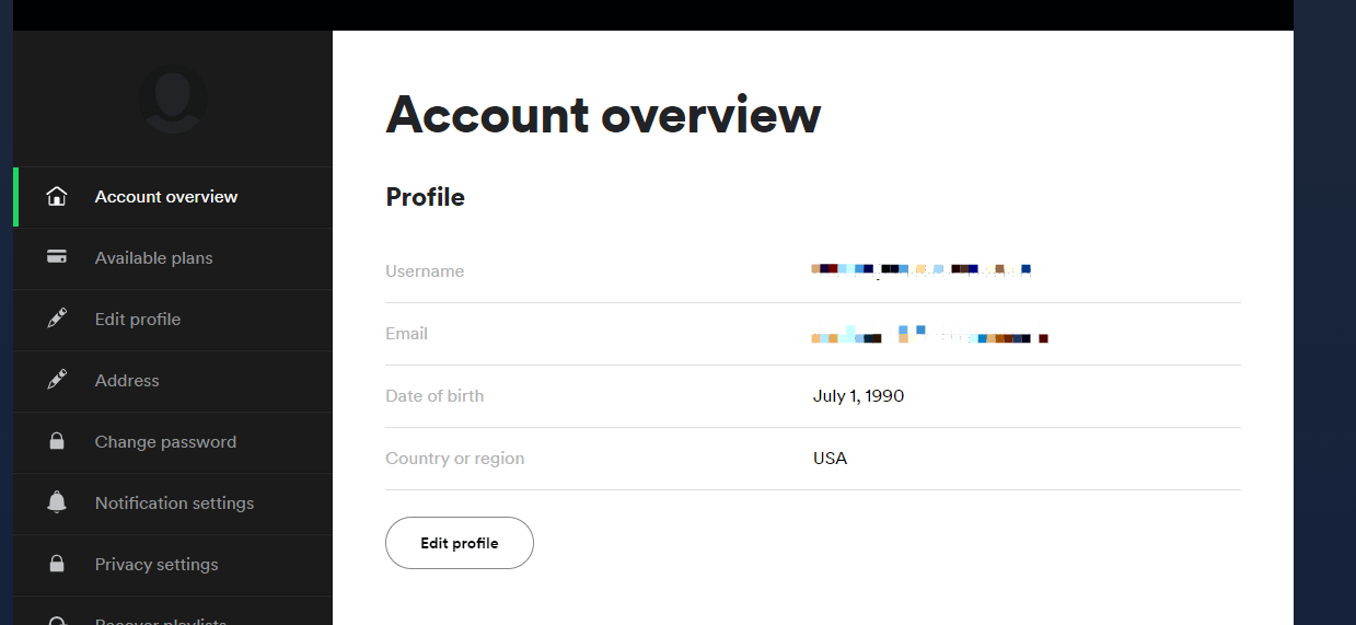 account overview