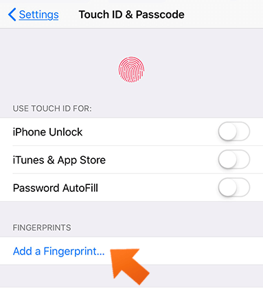 activate touch id on iPhone