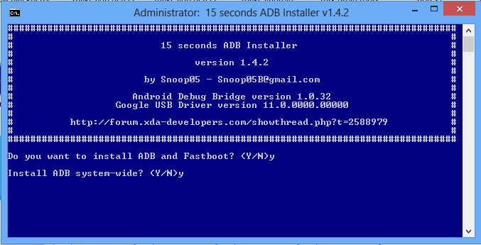 type y to install adb