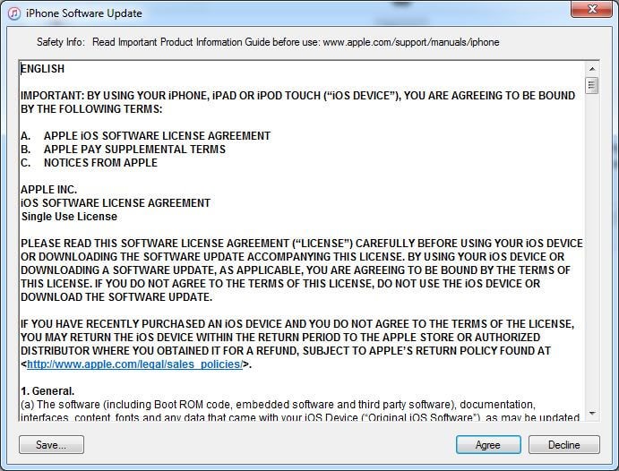agree iphone software update