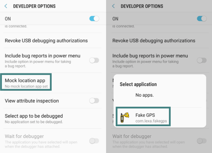 allow spoofing app in developer options