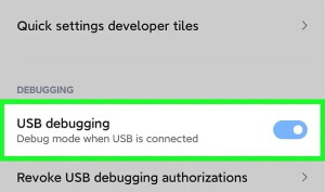 allow usb debugging on android