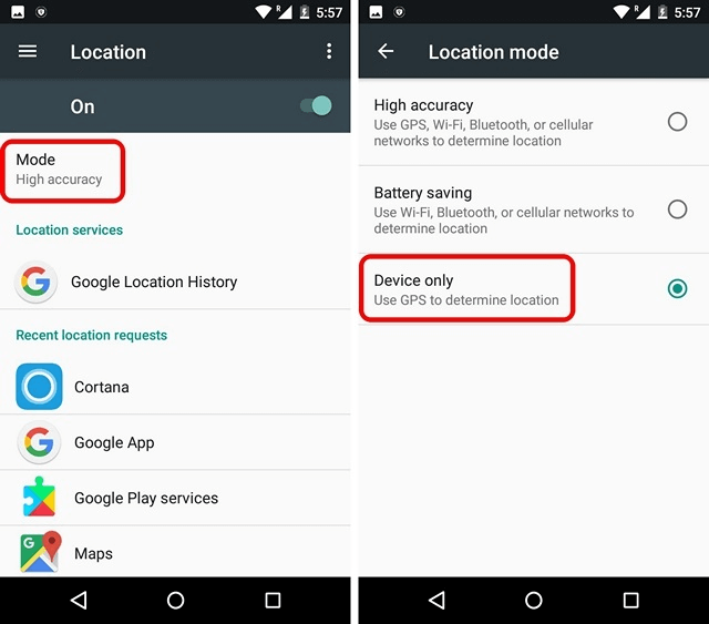 android location device only