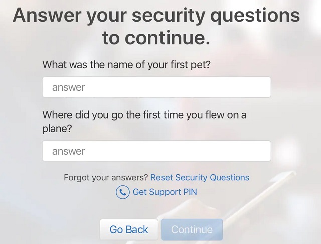 answer your security questions