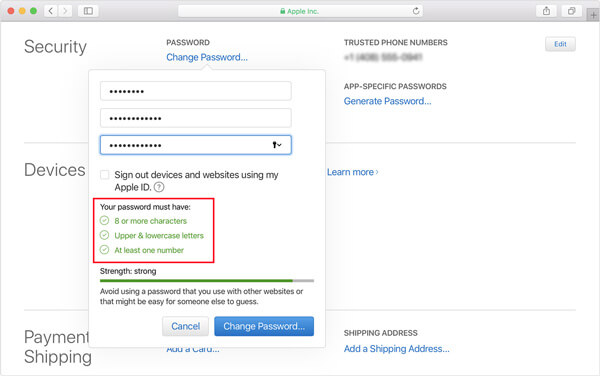 apple id password requirements