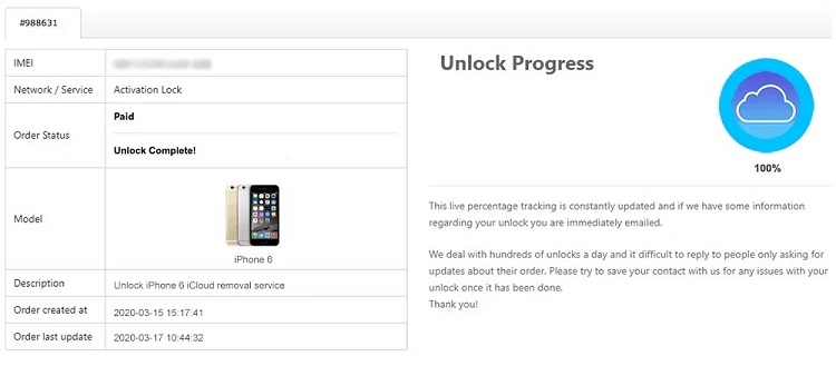 apple iphone unlock progress