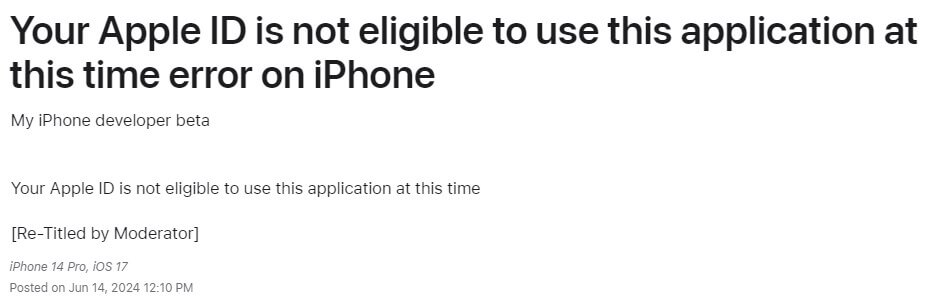 apple is not eligible ios 18 bug