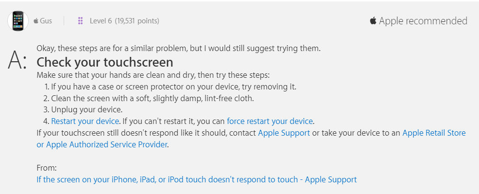 Apple solution to iPhone ghost touch