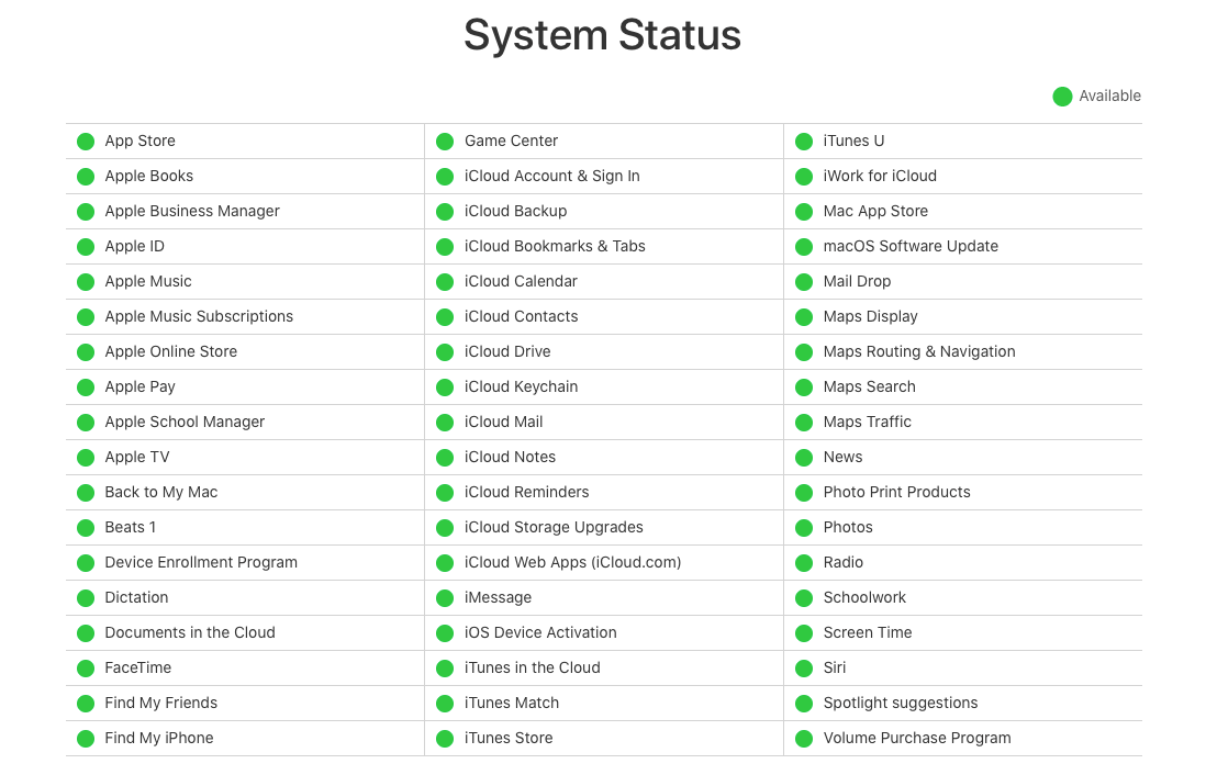 check iTunes system status