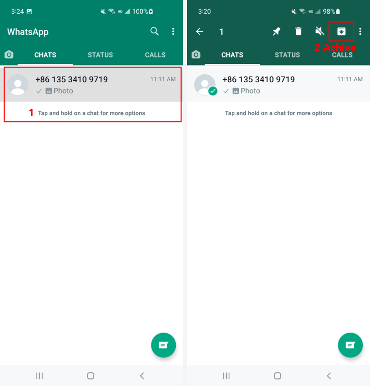 archive messages on android devices