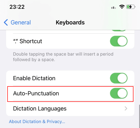 auto punctuation