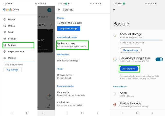 back up data to google drive