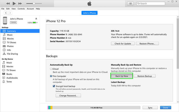 how to back up WhatsApp with iTunes