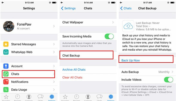 back up iPhone WhatsApp on iCloud