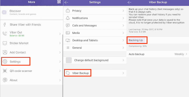 how to back up viber messages on Android