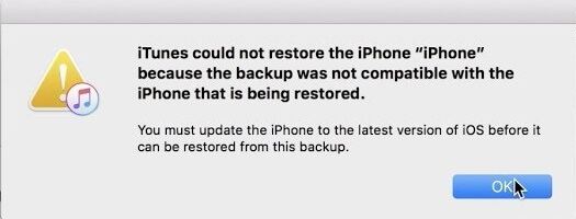 back up was not compatible with iPhone