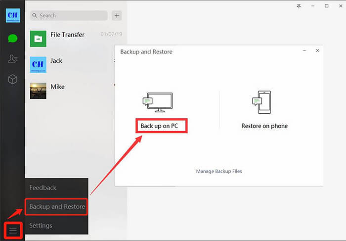 how to back up WeChat chat history on PC