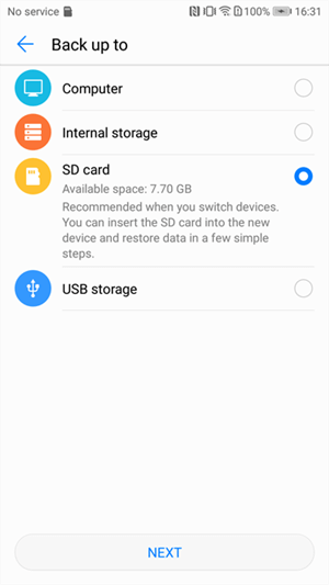 back up data to sd card