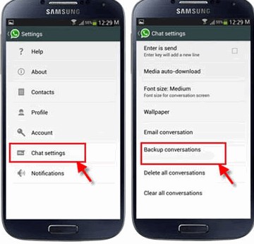 back up WhatsApp on Samsung to SD card