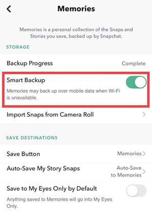 how to backup Snapchat memories