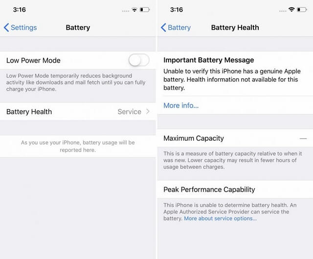 iPhone battery health