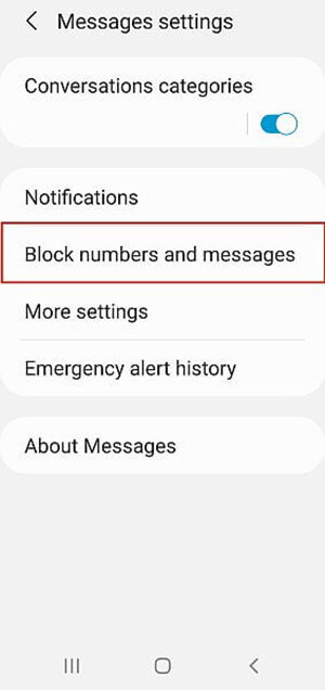 find blocked numbers and messages
