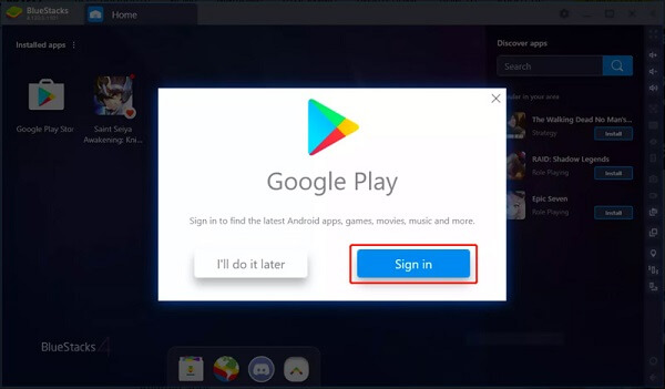 Sign in google account Bluestacks