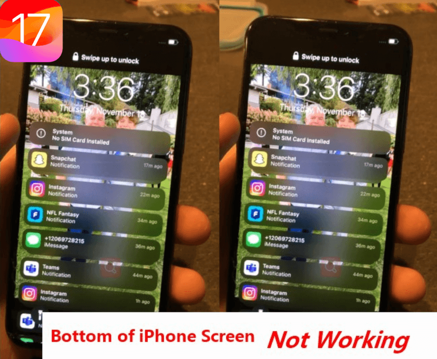 bottom of iphone screen not working