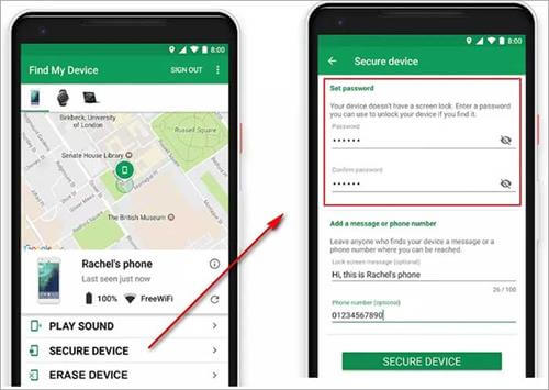 bypass android lock screen using find my device