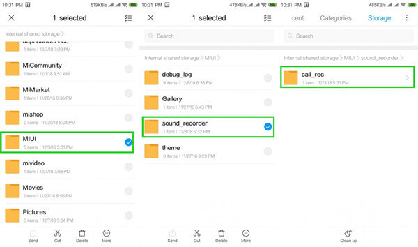 call recordings folder on xiaomi