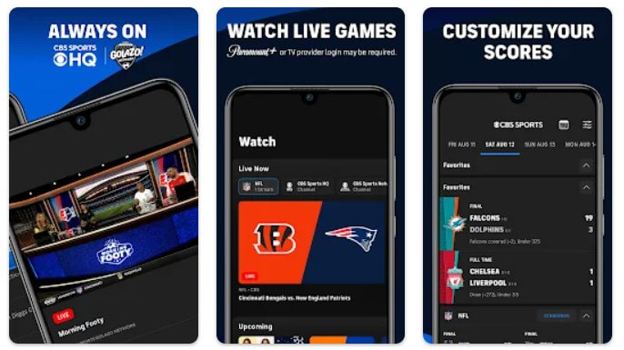 Application CBS Sports pour regarder les matchs en direct