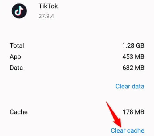 clear cache and data