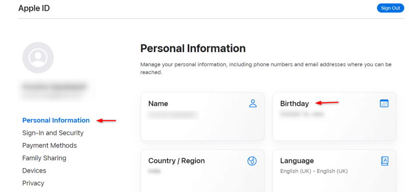 change birthday on apple website