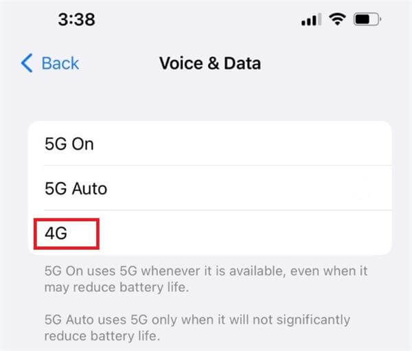 change cellular data to 4g 3g