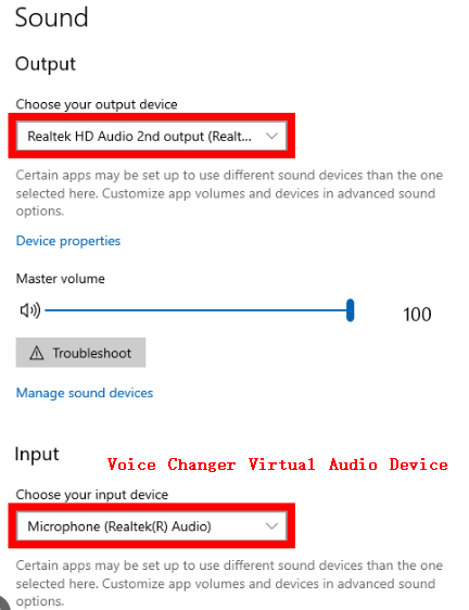 change computer sound input