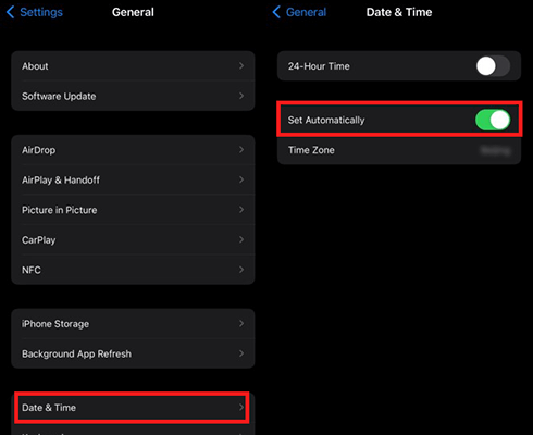 check iPhone date and time setting