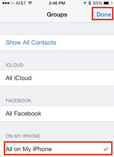 change contacts group settings