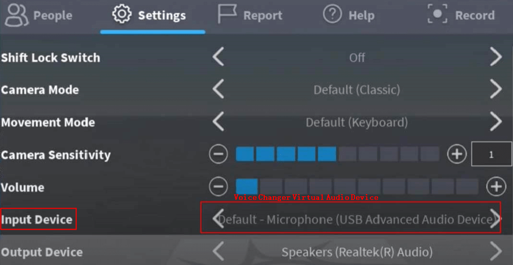 change roblox audio settings