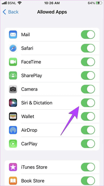 check allowed apps in screen time