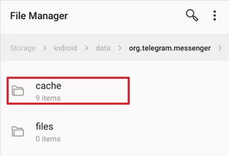 vérifier le dossier cache d'android