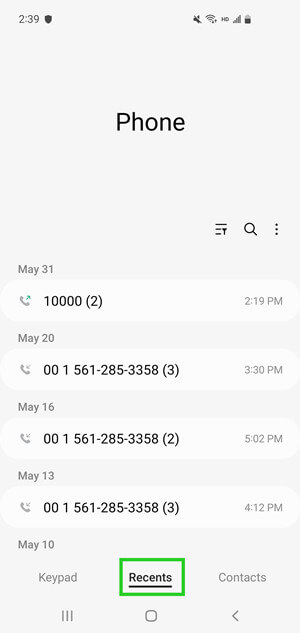 how to check call history on Samsung
