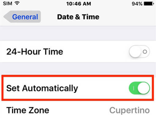 set date and time as automatically