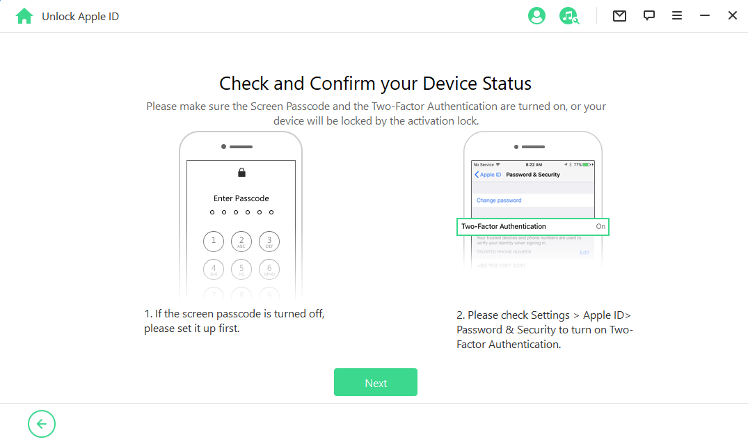 comprobar el estado del dispositivo desbloquear desbloquear apple id